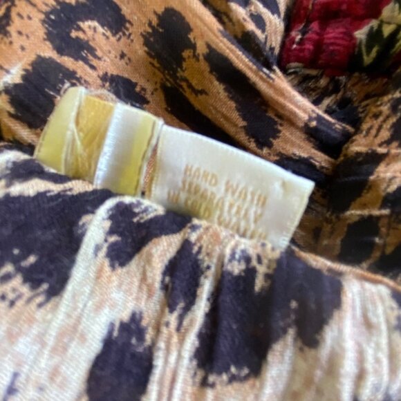 Leopard Print Red Rose Floral Skirt‎ Large Boho Retro Punk Rock Western Goth Y2k - Picture 4 of 4